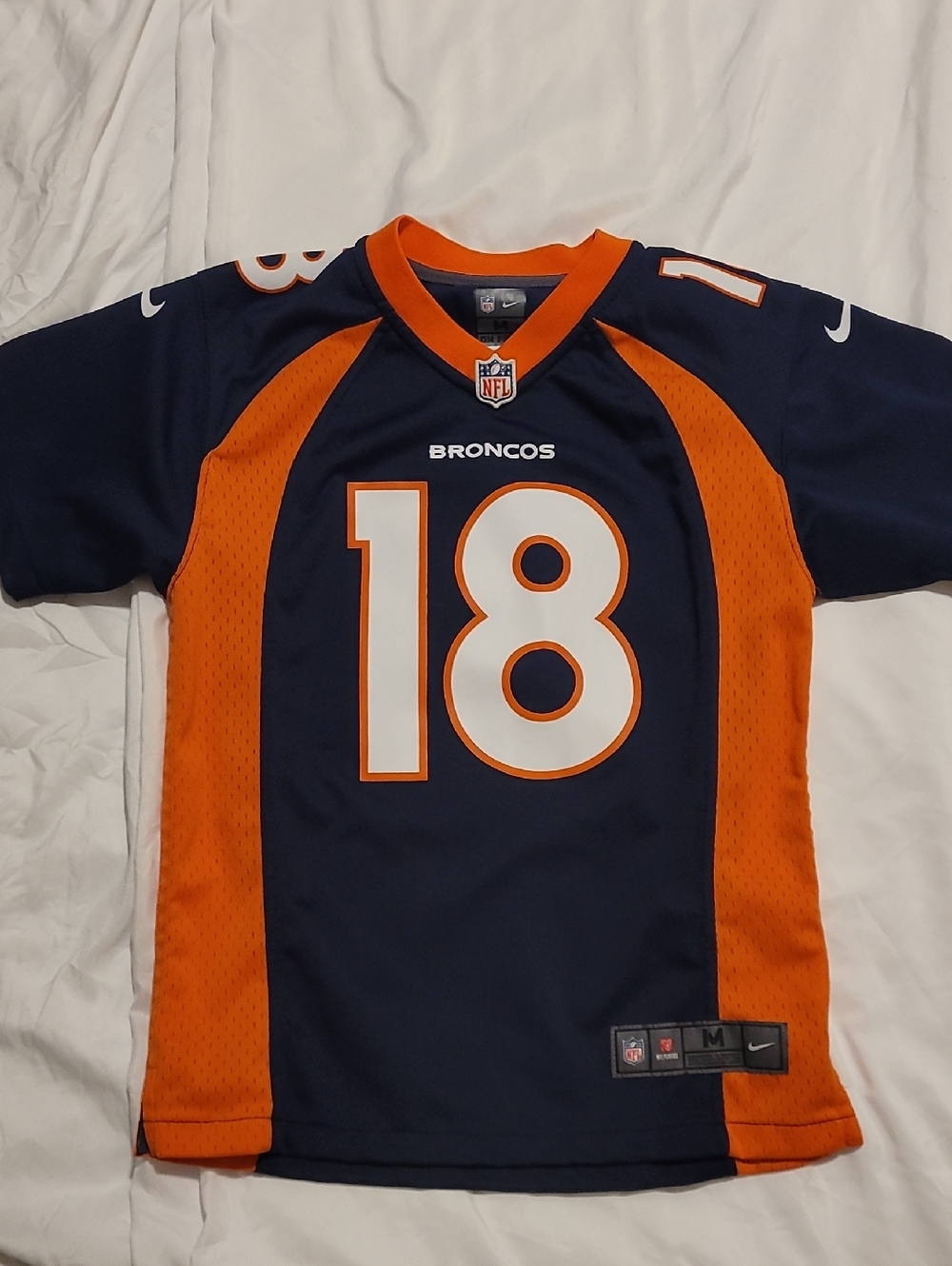 Nike Denver Broncos Navy and Orange #18 Kids Jersey